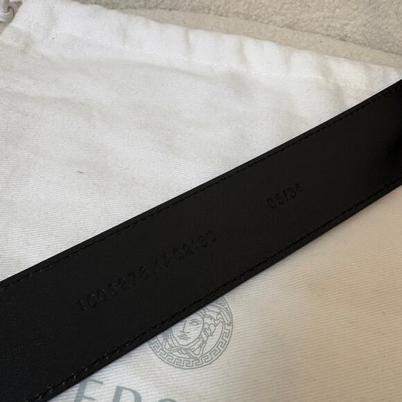 Versace Black leather Medusa belt 85cm